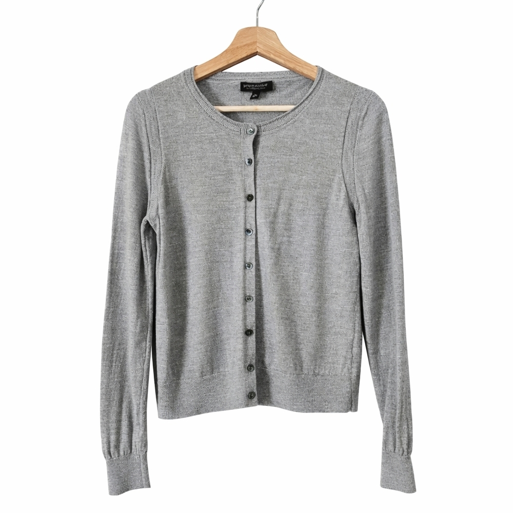 Banana Republic Gray Crewneck Button-Front Cardigan